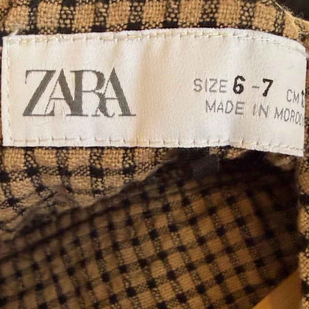 Zara Girls Classic Brown Checkered Kids Dress